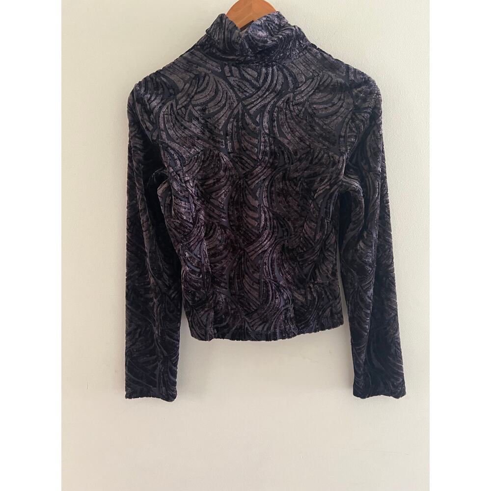 Hanky Panky Zip-up Shacket Sheer Purple Abstract Velvet Design Size Medium JL - Picture 7 of 9